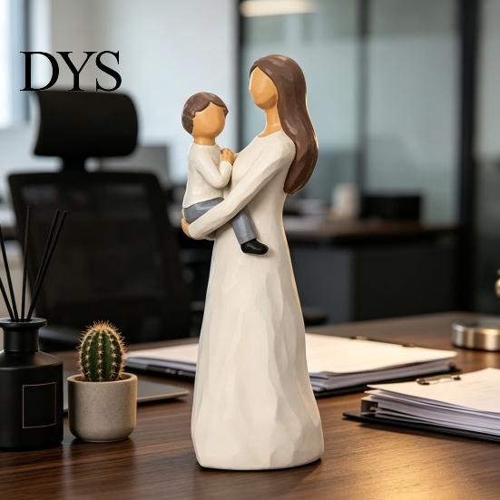 Elegant Home Office Decor Faceless Mother And Child Figurine, Heartwarming Resin Statue, Modern Statue Minimalist Sculpture for Living Room
