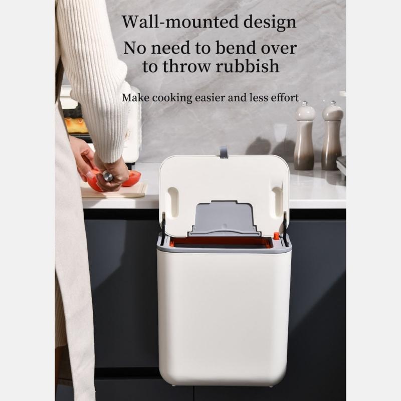 Hanging Kitchen Trash Can with Lid 9L Large Capacity Compost Bin for Under Sink or Countertop