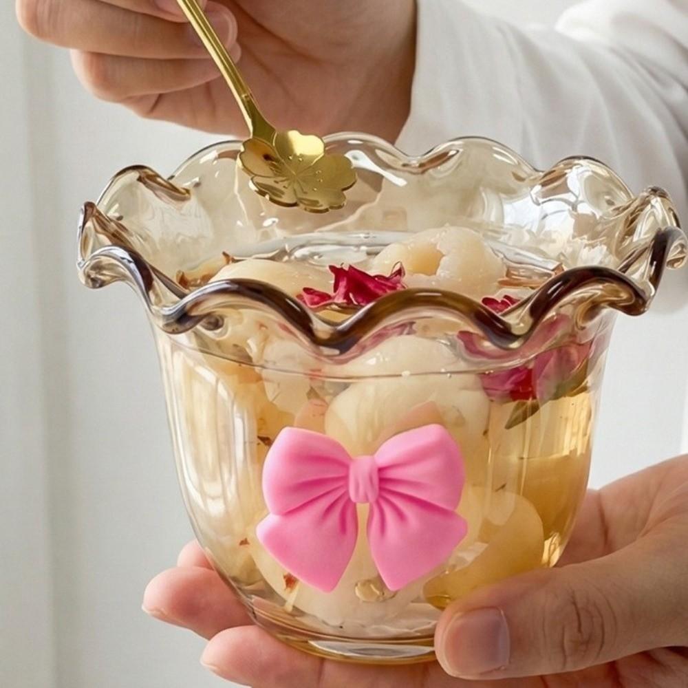 Wide Mouth Glass Bowl Heat-Resistant Yogurt Bowl Cute Ice Cream Cup Dessert Bar