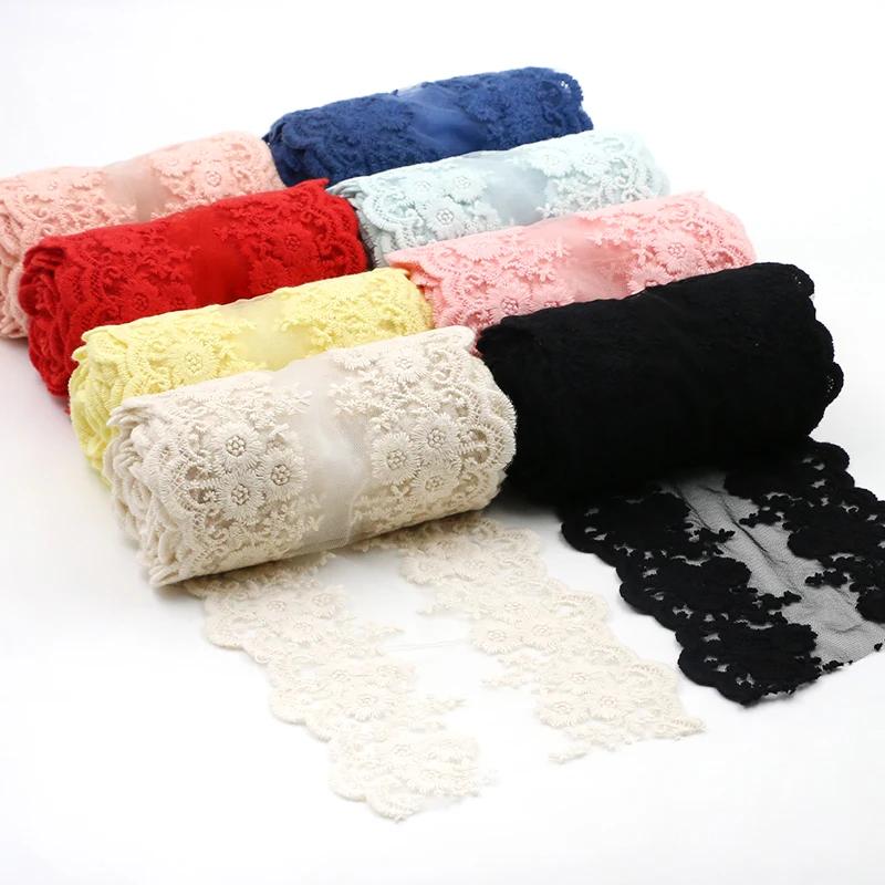 1Meter Cotton Floral Embroidered Mesh Patchwork Lace DIY Apparel Sewing Fabric 12cm Width DIY Garment Curtain Accessories Ribbon
