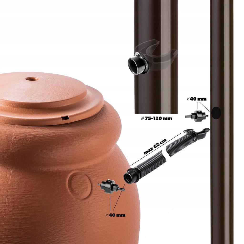 KADAX Rainwater Tank 210L Water Barrel Container With Tap Pot Set