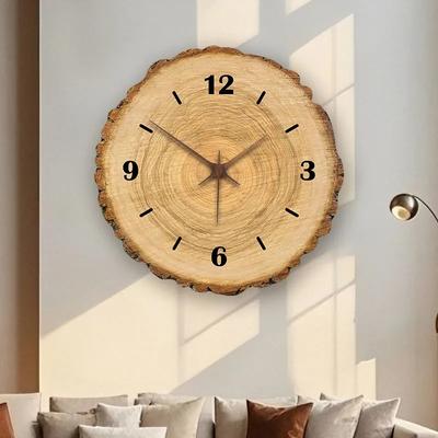 Quiet Wind Imitation Wood Grain Wall Clock Modern Simple Quartz Clocks Living Room Silent Wall Hanging Clock Watch