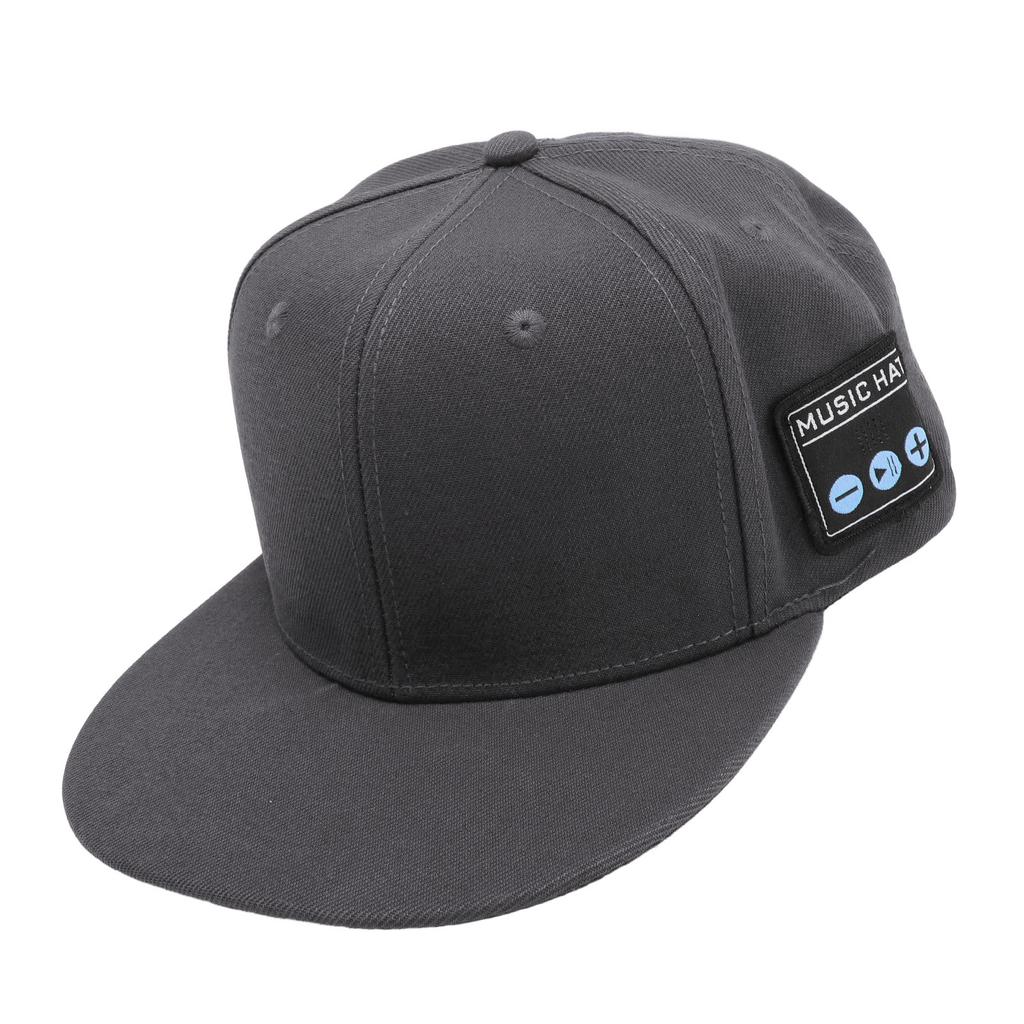 Wireless Music Cap Binaural Stereo Sound Rechargeable Speaker Bluetooth Hat for Exercise Gray White