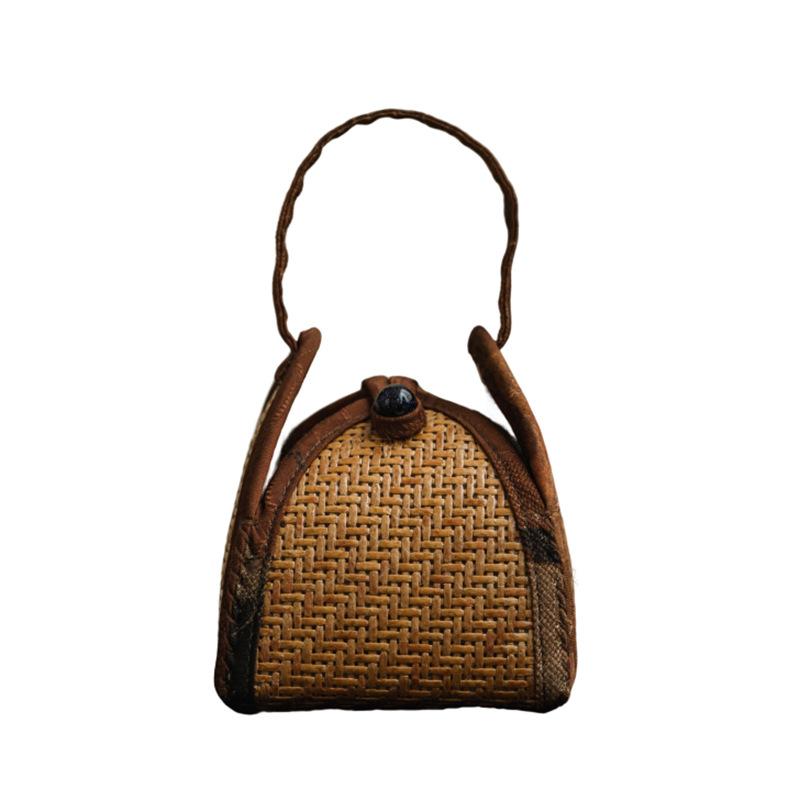 Hand-woven Rattan Tea Cup Storage Pouch, Portable Carry Bag for Gaiwan & Tasting Cups, Kung Fu Tea Ceremony Accessory