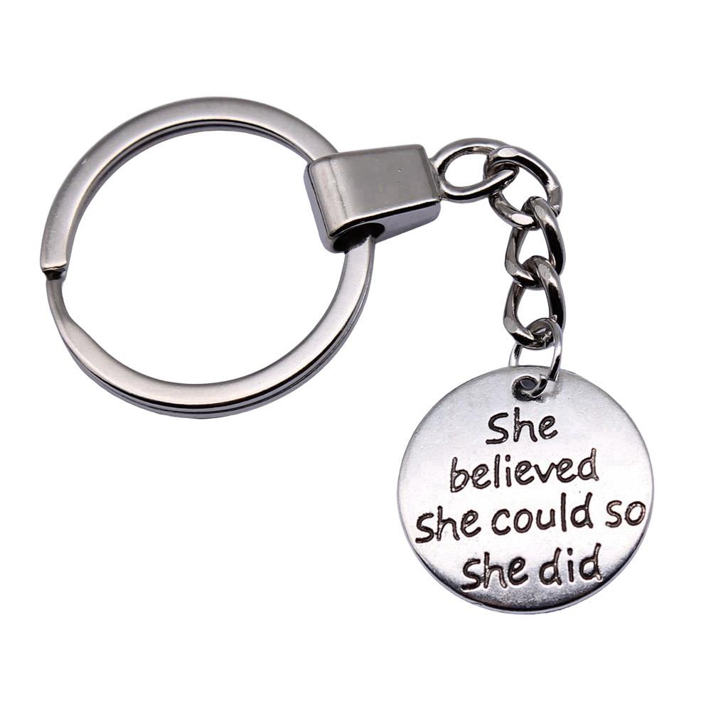 OM Symbol Letter Keychain Tags Yoga Themed Charm Key Holder 30mm Ring