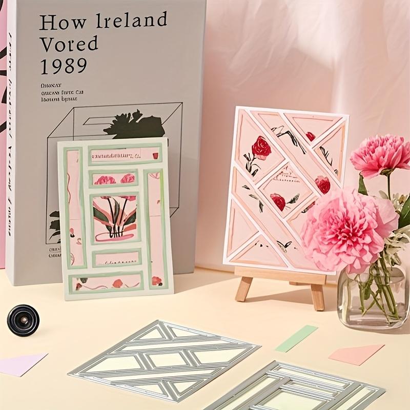 2 szt. Patchworkowy Prostokąt Tło Robienie Kartki z Życzeniami Zestaw Stempli Wykrojnikowych - Narzędzie DIY do Cięcia Metalu i Wytłaczania do Scrapbookingu i Rękodzieła Papierowego