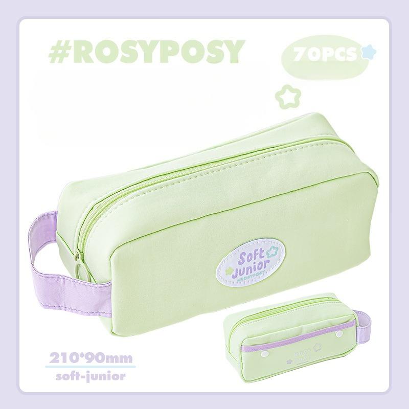 RosyPosy Soft Dopamine Pencil Case, Large Capacity Contrast Color Pencil Case Girls Zipper Stationery Bag Pencil Case