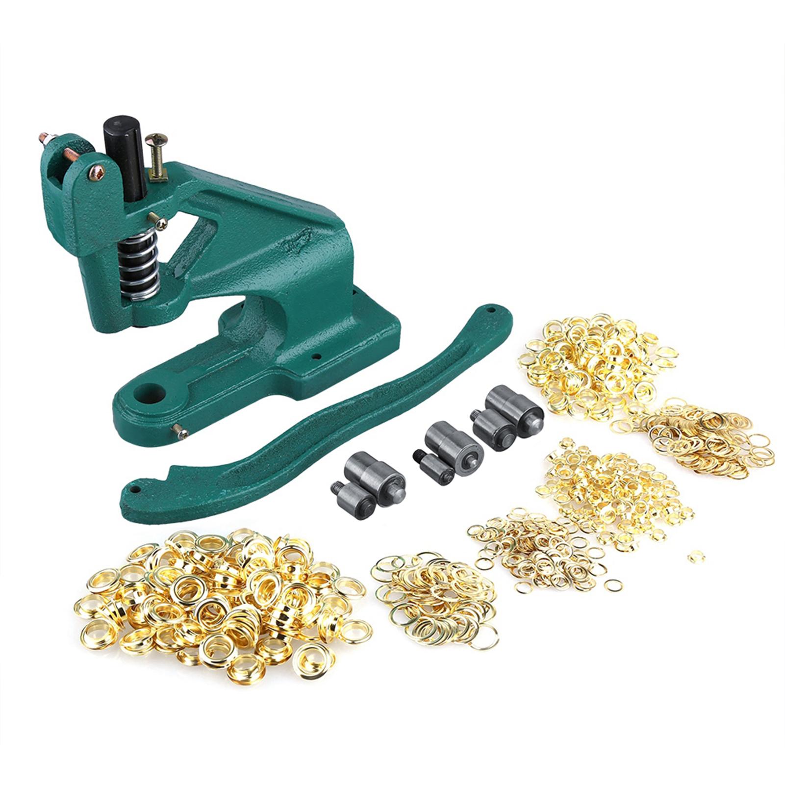 Eyelet machine, professional eyelet pliers with 3 stamp set and 900 eyelets, 6 mm  10 mm 12mm bianco