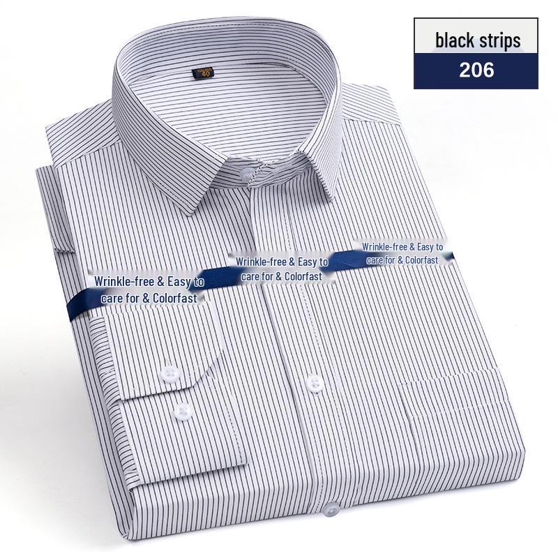 Men's Korean Style White Cotton Long Sleeve Shirt - Formal Business Attire for Middle-Aged & Young Professionals.