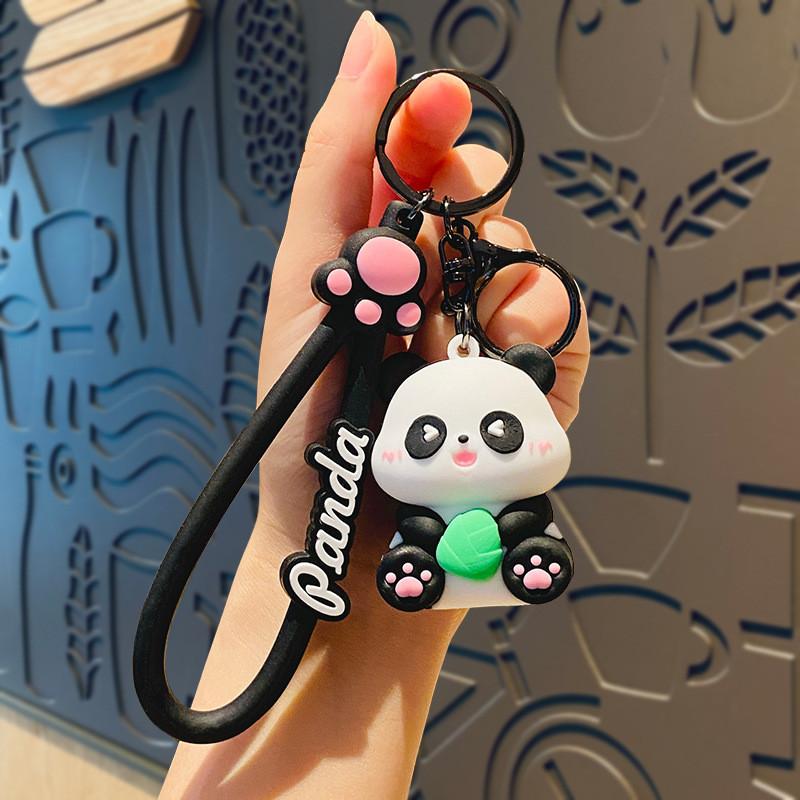 Charming Silicone Cartoon Panda Keychain Bag Pendant Ideal For Birthdays And Special Occasions