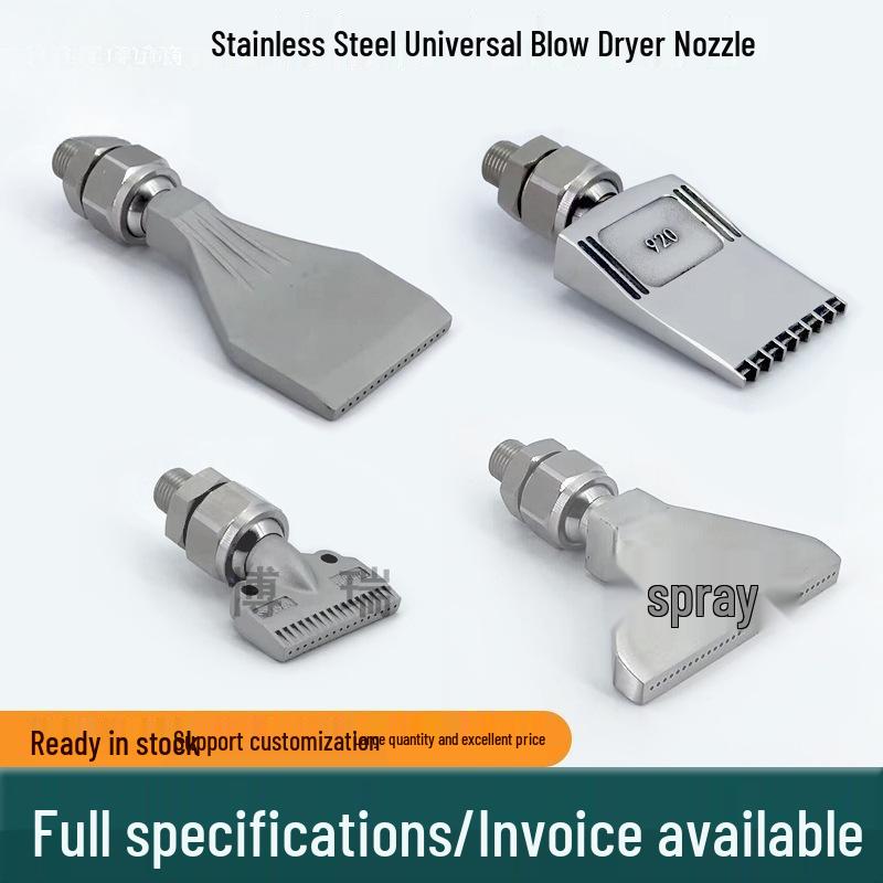 Stainless Steel & Aluminum Alloy Flat Fan Nozzle with 48-60 Widened Holes - High Pressure Universal Air Knife Nozzle