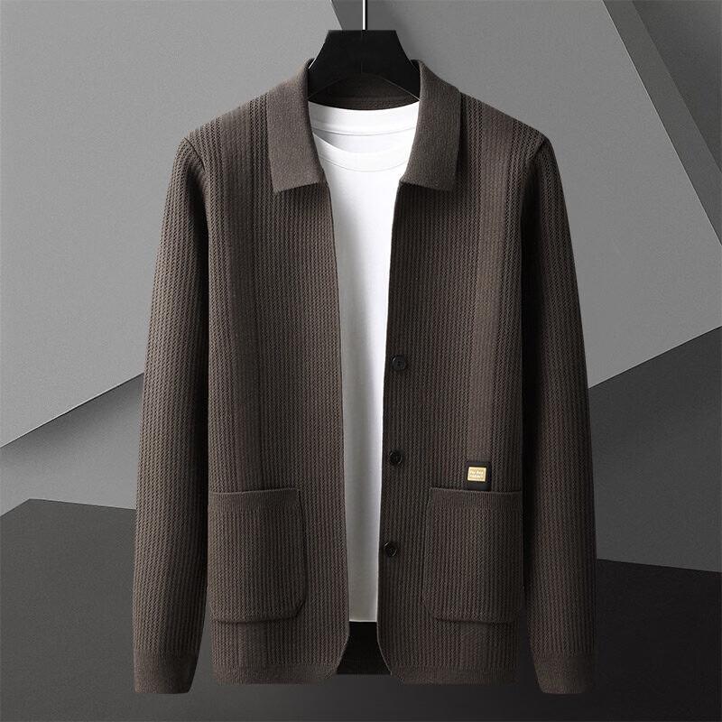 ROMON Men's 2026 Autumn Polo Collar Cardigan Sweater