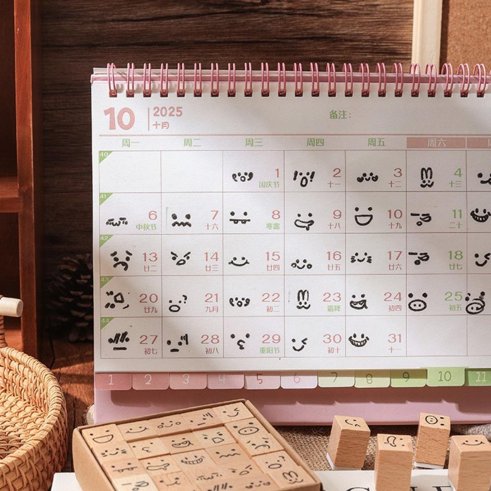 25pcs Butterfly Flower Themed Stamps Set Cute Expressions Weather Wood Rubber Stamp Cartoon DIY Craft Mini Wooden Stamps