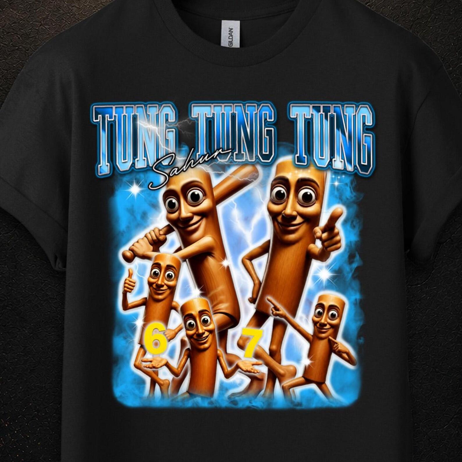 Tung Tung Tung Sahur Shirt, Italian Brainrot Meme Shirt, Tralalero Tralala, Brainrot T Shirt, Triple T Merch 2XL