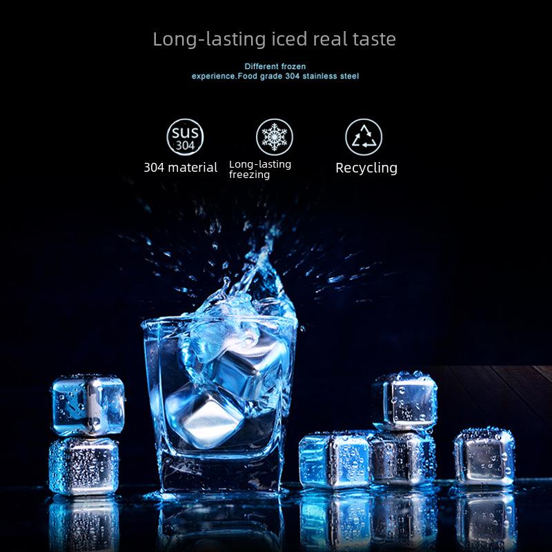 Sada kostek ledu na whisky z nerezové oceli zlatá - kovová rychlomrazicí ocel 304 na whisky, víno a další