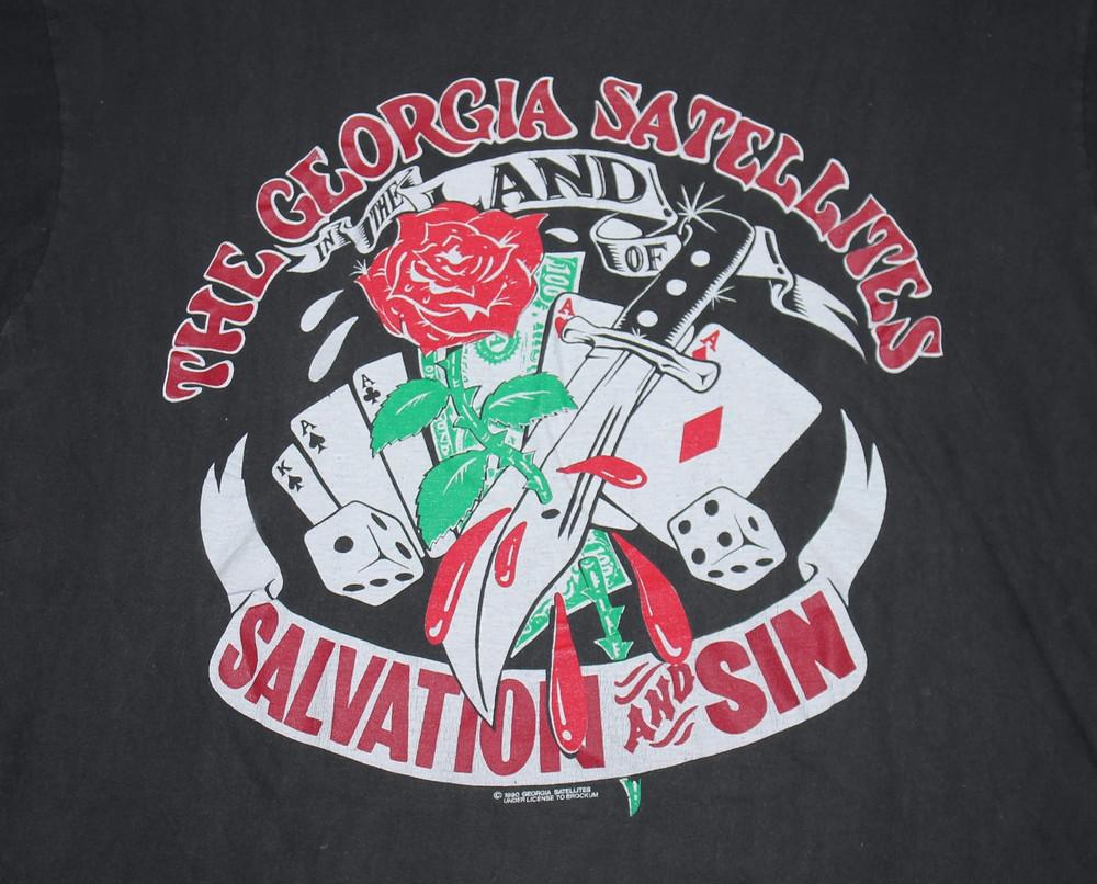 винтаж 1990 The Georgia Satellites salvation and sin футболка с британского тура IM0707 Унисекс футболка XXXL