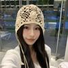 Ethnic Style Crochet Flower Knitted Hat Hollow Out Beanies Knit Cap Handmade Korean Apparel Accessories