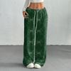 Women's Casual Fashion Printed Elastic Waist Loose Straight Leg Pants With Rope