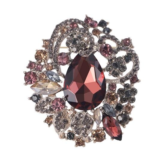 Brož v bohémském stylu Intarzovaný umělý křišťál Luxusní Klasický temperament Všestranné Velké sklo Brož z umělého křišťálu