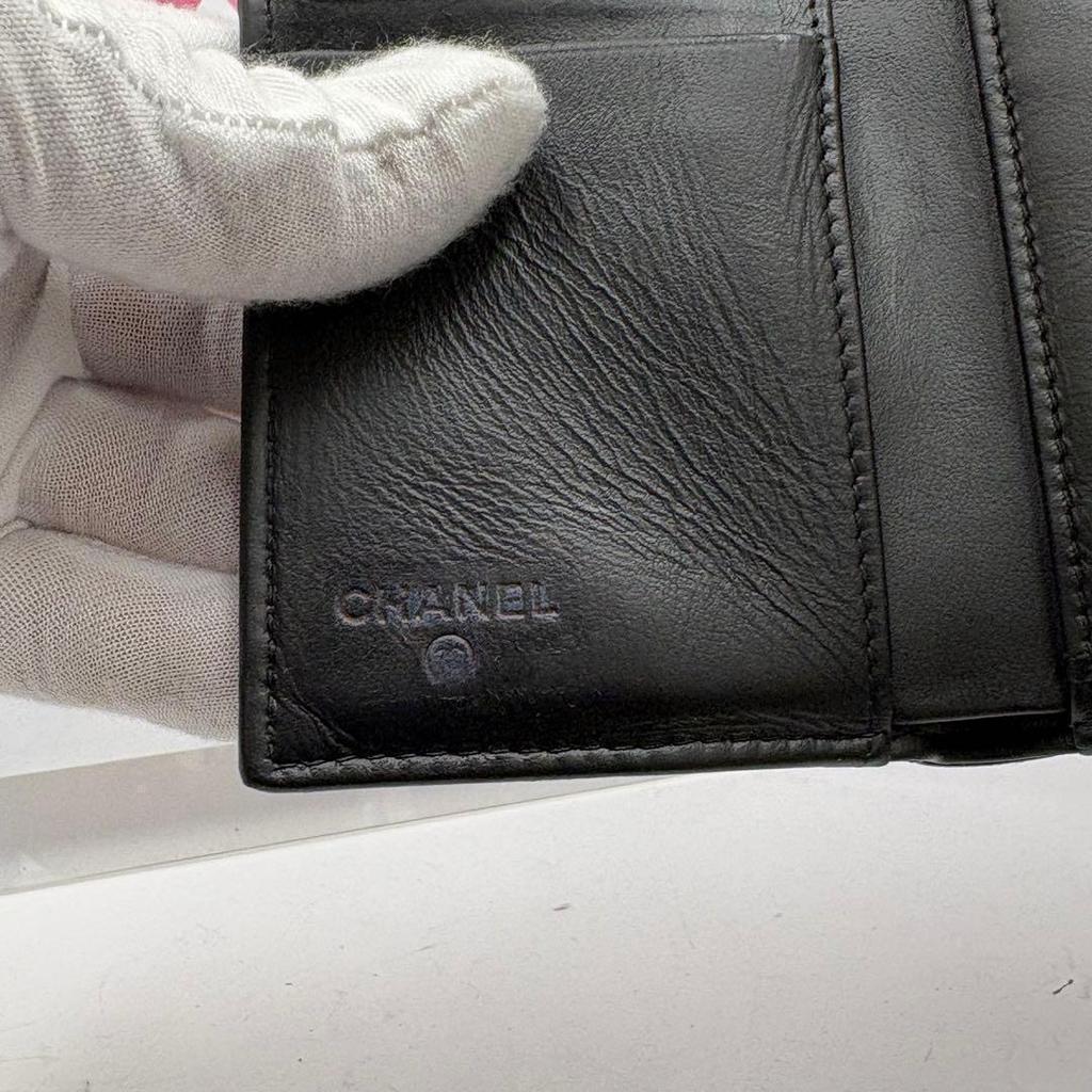 Used CHANEL Boy Chanel Trifold Wallet Caviar Skin Black