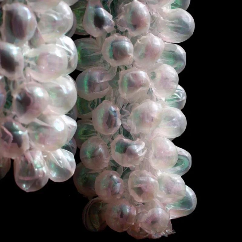 90x20cm Heat Setting Bubble Yarn Fabric Creative Laser Perspective 3D Organza Fabric for DIY Sew Fashion Wedding Dress Clothing