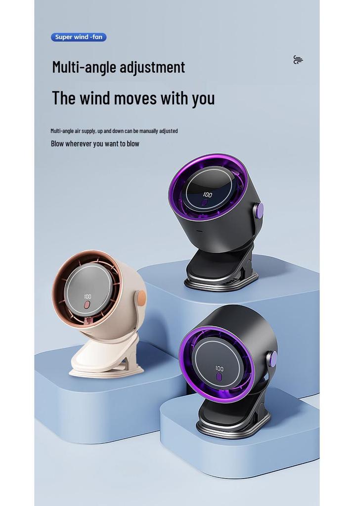 Wall-Mounted Digital Clip Fan with Timer, 100 Speed Settings, USB, Desktop and Household Use