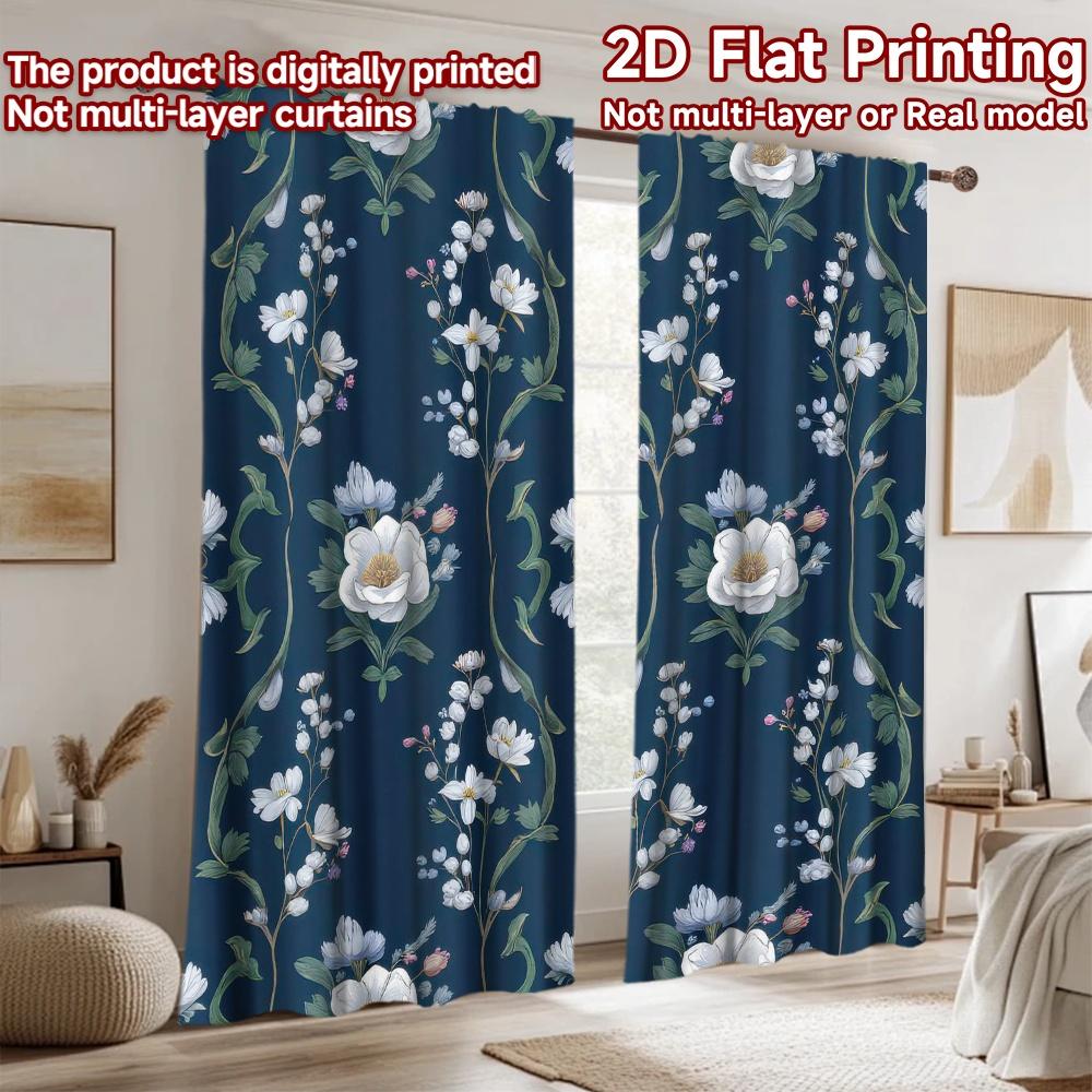 2D flat Photography Backdrop Background cloth Floral Navy Elegance 100% Polyester Party & Holiday Decor Perfect for Bedroom