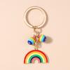 Fashion Enamel Rainbow Keychain Love Heart Key Ring Pendants for Women Girls Handbag Decor DIY Handmade Jewelry Gifts