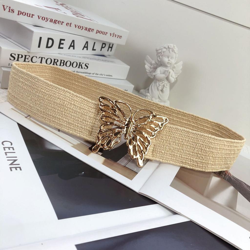 Golden Butterfly Belt Women'S Elastic Elastic Waist Seal Waist Seal With Skirt Dress Bandwidth