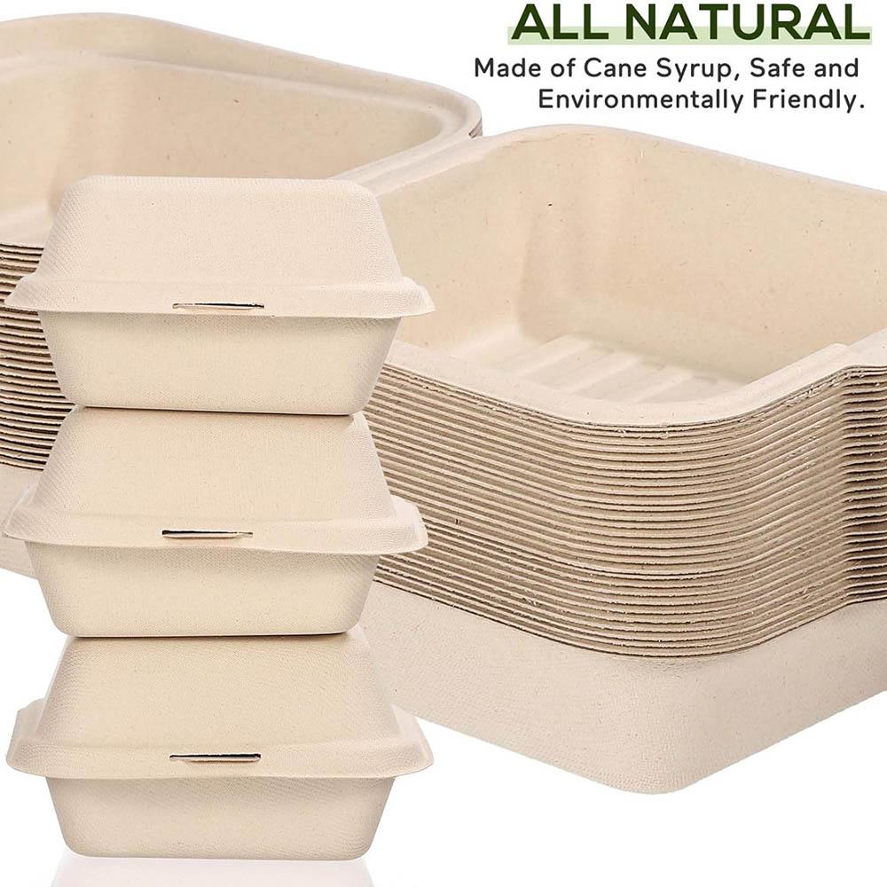 Disposable Clamshell To Go Boxes,Compostable Biodegradable Clamshells Takeout Containers with Lids,Microwavable Container