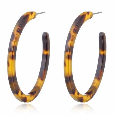 Vintage Leopard Round Acetic Acid Sheet Hoop Earrings For Women Big Minimalistic Circle Acrylic Earrings New Boho Jewelry