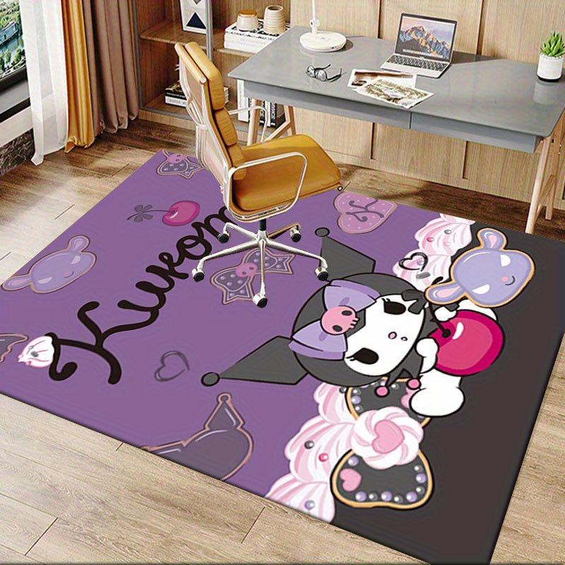 1pc Sanrio Kuromi Mermaid Printed Office Carpet Rectangle Rug Under The Table,Perfect Room Decor for Living Room, Bedroom, Kitchen, Non-slip Floor Mat