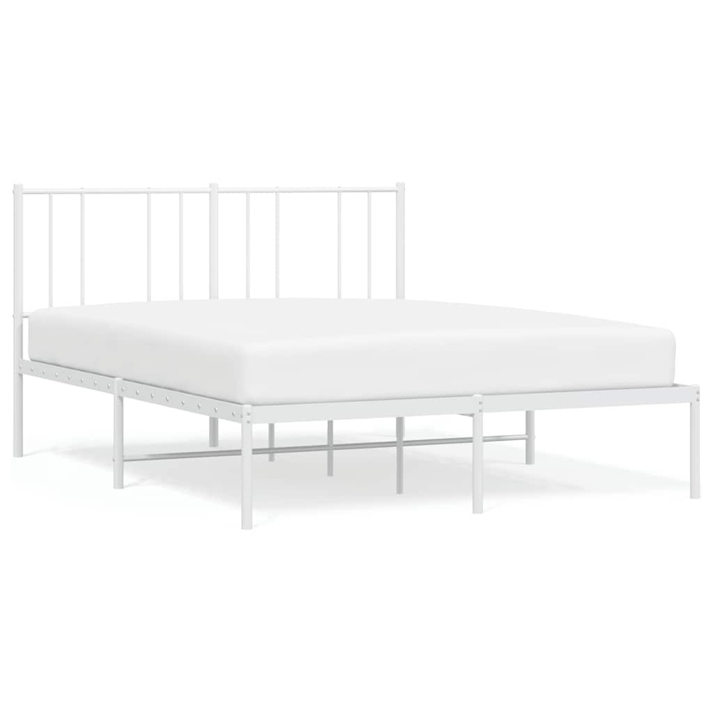vidaXL Bed Frame with Headboard Metal White 160x200 Cm