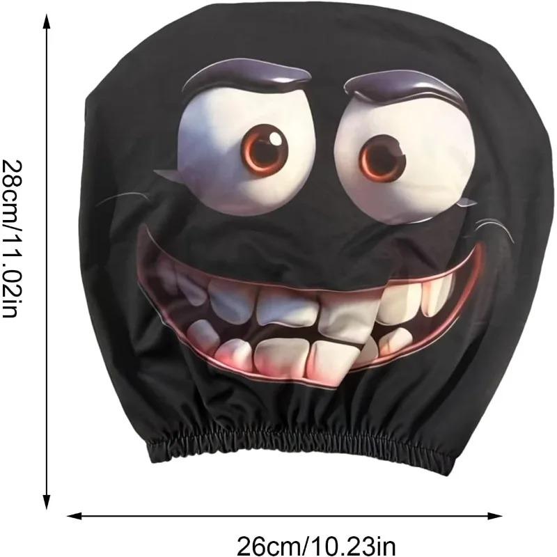 Holiday Themed Car Headrest Covers Big Eyed Cartoon Print For Christmas Halloween Travel Commuting Accessories