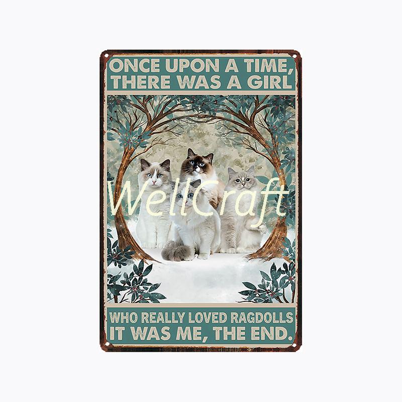 [ WellCraft ] 20*30cm You Are My Sunshine Cat Metal Poster Tin sign Vintage Wall Plaque Decor WX-62-1