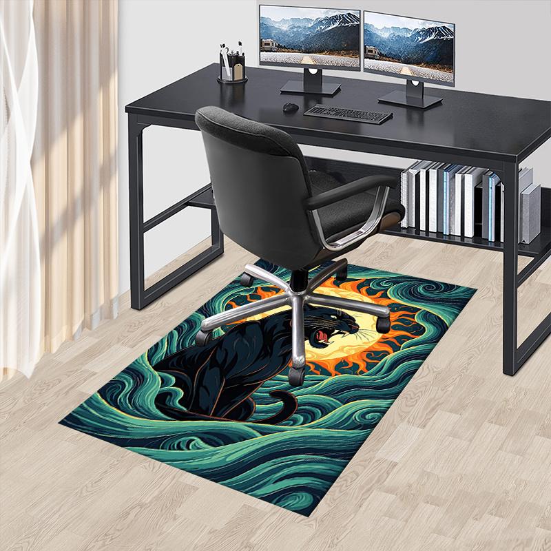 Black Panther Chair Mat: Office Carpet, Oversized Rug for Home Decor, Sofa Mat, Desk Protector, Gift