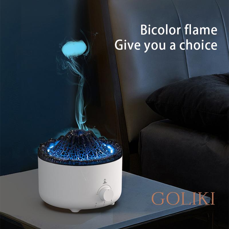 Humidificateur 560ML Télécommande Diffuseurs d'huiles essentielles Diffuseur à ultrasons Flamme Volcan avec vaporisateur en forme de méduse