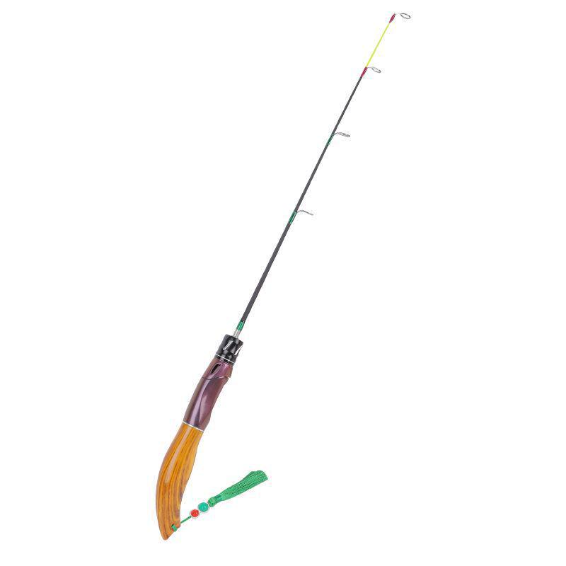 Ice Fishing Rod Set 2023: Winter Carbon Rod with Round and Flat Tips, Mini Size, Straight Handle