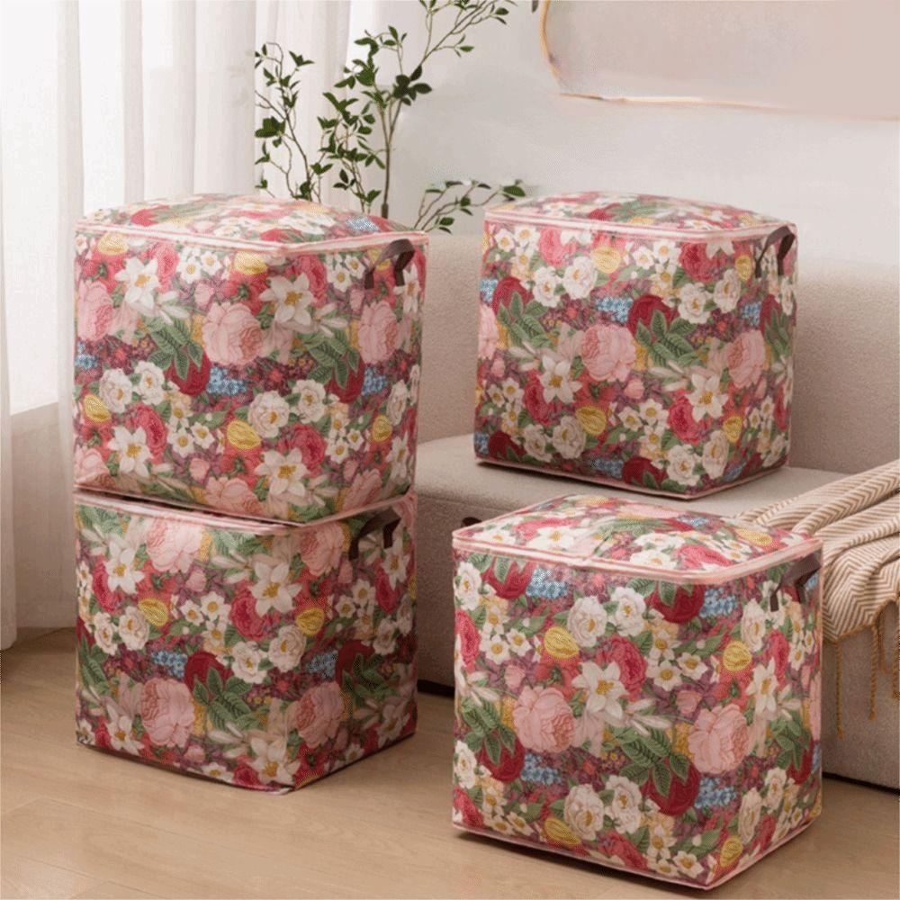 Waterproof Flower Quilt Storage Bag Large Capacity Moving Packing Bag Home Organization