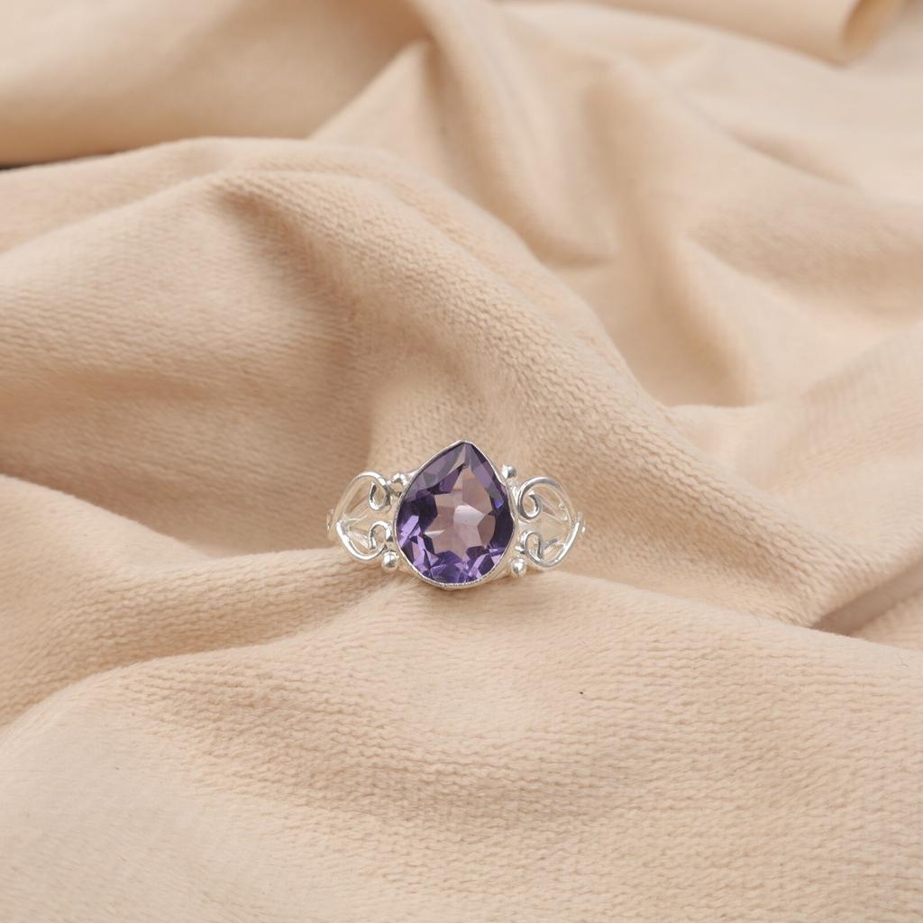 Natural Iolite Gemstone 925 Sterling Silver Jewelry Handmade Designer Boho Ring RR-46-10