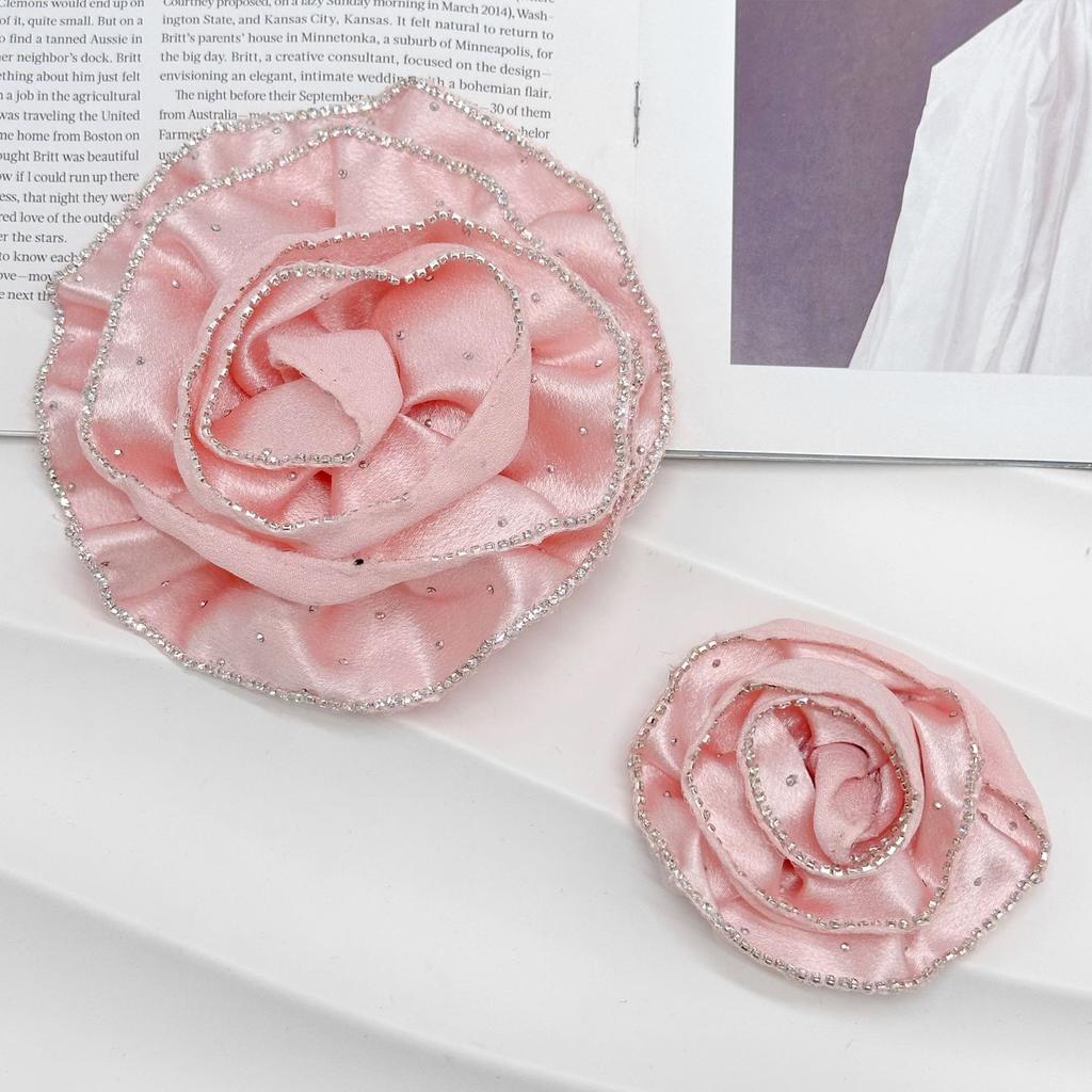 Mehrfarbige Strassspitze Dreidimensionale Mehrlagige Rosenblume Hot Diamond Plissierte Korsage Stoffaufkleber Kleidung DIY Zubehör