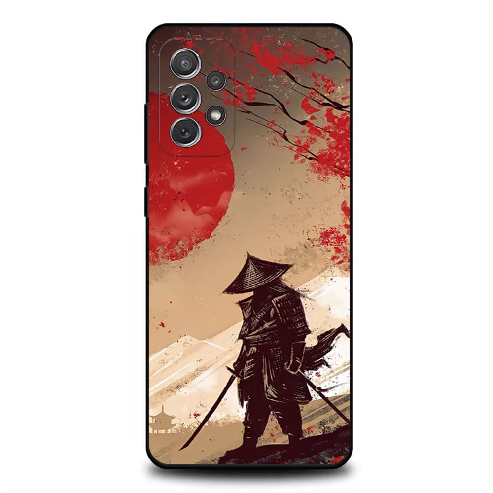 Japanese Bushido Samurai Phone Case For Samsung S 25,24,23,22,30,21,10,9,Ultra,Plus,Lite,FE,4,5G Black Soft Case