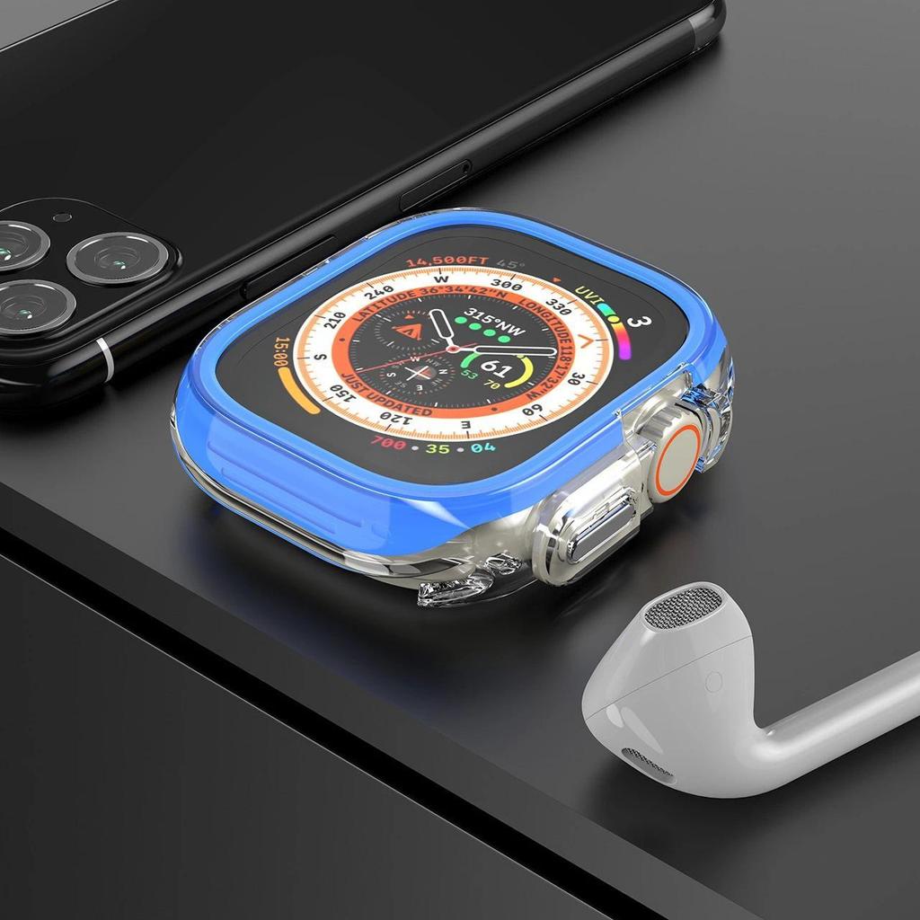 TPU+PC Hülle Für Apple Watch Ultra 2 49mm Serie 9 8 7 6 SE 5 4 45mm 41mm Stoßfänger Rahmen Schutz Hülle Für iwatch 9 6 5 4 se 44mm