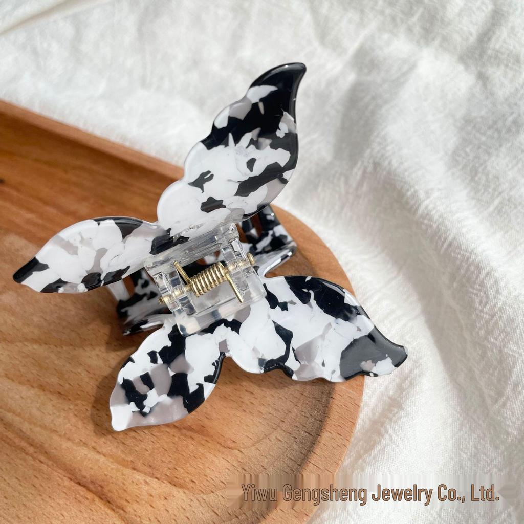 Iridescent 3D Butterfly Claw Clip: Korean Style Acetate Hair Accessory for Half Updo