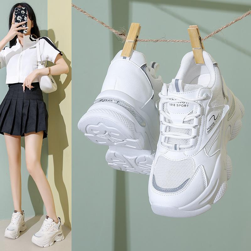 Inner Height Increase Dad Shoes Women 2025 Summer New Popular Small Versatile Leisure Sports Mesh White Shoes Women