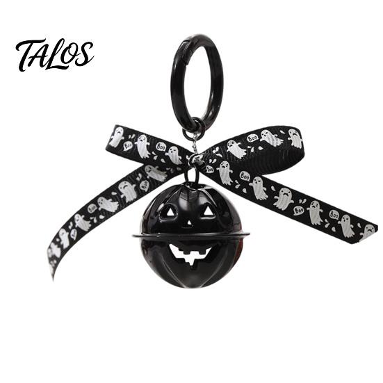 Backpacks Pumpkin Bell Keychain Halloween Keychain, Hollow Head Key Ring with Ribbon Bow, Charm for Holiday Party Decoration
