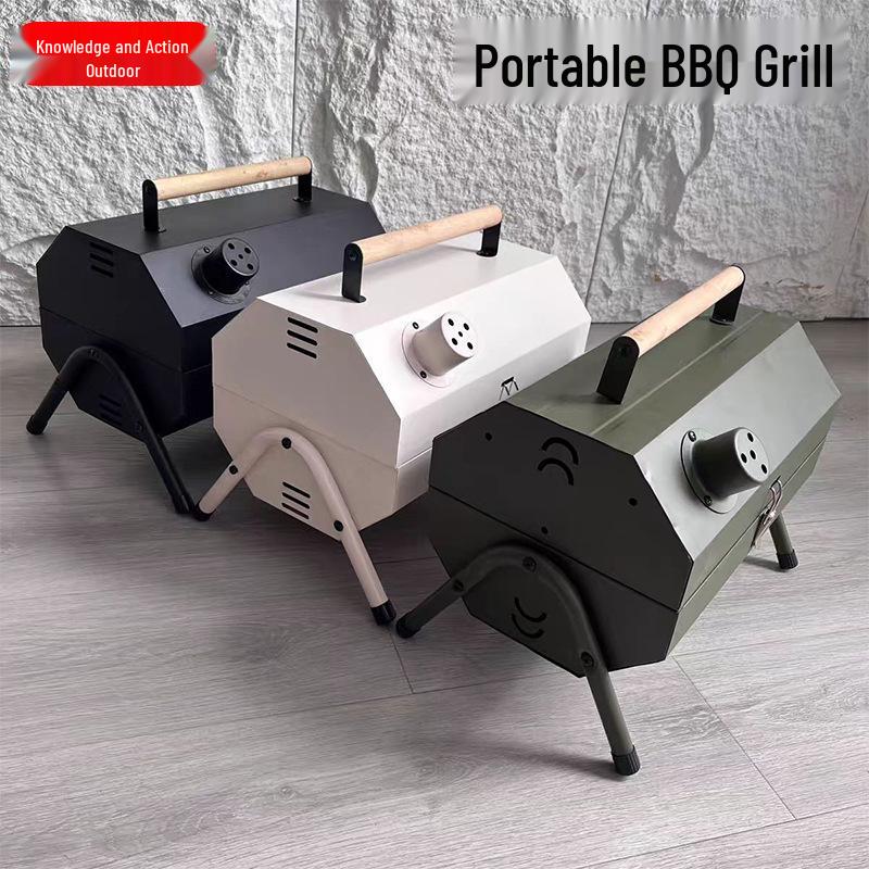 Portable Multi-functional Charcoal BBQ Grill Set with Rack