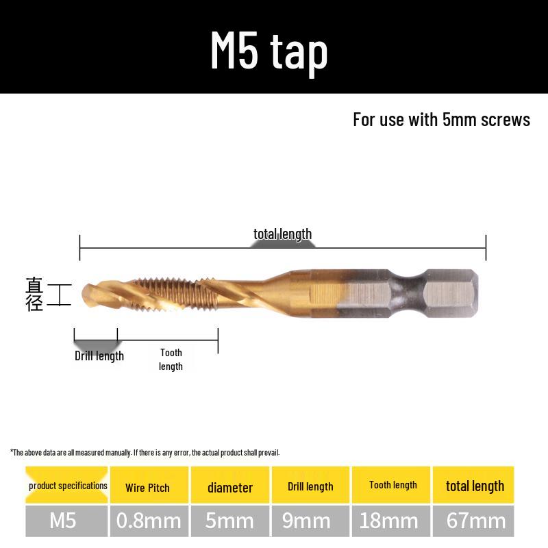 Cobalt Drill-Tap Combo for Stainless Steel: Taper Tap Set with Integrated Drilling and Thread Tapping.