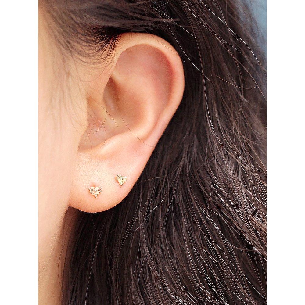 14K Mini Me Bee Piercing Earrings