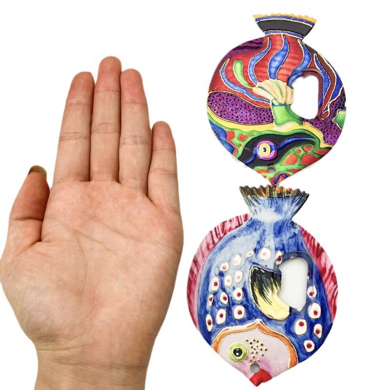 1pc Fat Headed Fish Bottle Opener Refrigerator Magnets Embossed Hot Stamping Process Cute Fridge Magnets